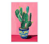 Pink Cactus Poster de Felipe Hora 70 x 100 cm Rose bonbon Tableaux Décoration murale