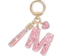 Pink Car Key Ring Gift For Women Girls Initial Letter Keyring Cute Bling Bling Letter Pendant For Handbag Backpack Handbag Charms.[B689]