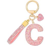 Pink Car Key Ring Gift For Women Girls Initial Letter Keyring Cute Bling Bling Letter Pendant For Handbag Backpack Handbag Charms.[B695]