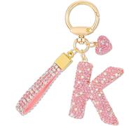 Pink Car Key Ring Gift For Women Girls Initial Letter Keyring Cute Bling Bling Letter Pendant For Handbag Backpack Handbag Charms.[B701]