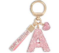 Pink Car Key Ring Gift For Women Girls Initial Letter Keyring Cute Bling Bling Letter Pendant For Handbag Backpack Handbag Charms.[B702]