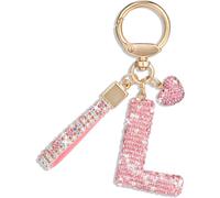 Pink Car Key Ring Gift For Women Girls Initial Letter Keyring Cute Bling Bling Letter Pendant For Handbag Backpack Handbag Charms.[B692]
