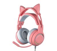 Pink Cat Ear Headphones, Noise-Reducing Mic, Wired