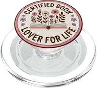 Pink Certified Book Lover Floral Reading Cute Beige Bookish PopSockets PopGrip pour MagSafe