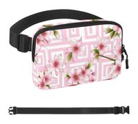 Pink Cherry Blossoms-936 Sac banane de style unisexe : sac banane tendance, sac à bandoulière sport fin à la mode pour jogging, randonnée, randonneur, femme, homme, Multicolore 08, 1.5x9.0x5.9in