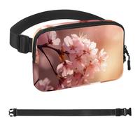 Pink Cherry Blossoms Unisexe Style Fanny Pack: Fashion Waist Packs, Crossbody Bags Sport Slim Fashion pour Jogging Randonnée Randonnée Femme Homme, Multicolore 01., 1.5x9.0x5.9in/4x23x15cm