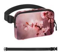 Pink Cherry Blossoms Unisexe Style Fanny Pack: Fashion Waist Packs, Crossbody Bags Sport Slim Fashion pour Jogging Randonnée Randonnée Femme Homme, Multicolore 08, 1.5x9.0x5.9in/4x23x15cm