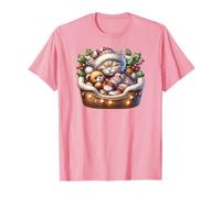 Pink Christmas Must Haves for Women Girls Cute Winter Cat T-Shirt