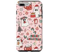 Pink Christmas Spooky Ghost Merry Christmas Retro Pastel Coque pour iPhone 7 Plus/8 Plus