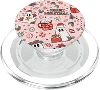 Pink Christmas Spooky Ghost Merry Christmas Retro Pastel PopSockets PopGrip pour MagSafe