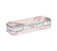 Pink Clouds Mountains Chinese Landscape Painting Designed Clear Pencil Box Double Deck Storage Pen Case For School With Snap Lid