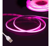 Pink COB LED Strip 3 m,DC5V USB LED Strip Bedroom,480LED/m 2.7 mm Fancy LED TV Kit,CRI90+ Flexible Light LED Strip Gaming,Adhesive LED Strip for Kitchen,Wardrobe,Mirror,Party DIY Decor