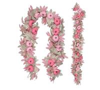 Pink-Colored Pumpkin Fall Garland,5.6FT Artificial Maple Leaf Vines for Mantle Decor,Thanksgiving and Halloween Hanging Garlands,Autumn Decorations for Home Porch Fireplace (2)