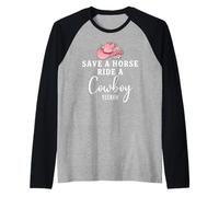 Pink Coquette Cowgirl Hat Save a Horse Ride a Cowboy Yeehaw Manche Raglan