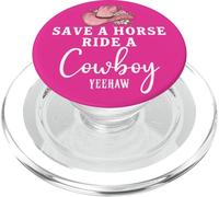 Pink Coquette Cowgirl Hat Save a Horse Ride a Cowboy Yeehaw PopSockets PopGrip pour MagSafe