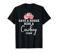Pink Coquette Cowgirl Hat Save a Horse Ride a Cowboy Yeehaw T-Shirt