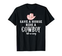 Pink Cowgirl Hat Save a Horse Ride a Cowboy Western Country T-Shirt