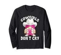 Pink Cowgirls Dont Cry Graphic for Women Funny Western GNOME Manche Longue