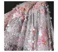 Pink Crystal Sequins Mesh Gauze Beautiful Fairy Style Creative Embroidery Dress Wedding Background Designer Fabric