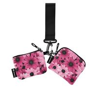 Pink Daisy Lot de 2 portefeuilles tendance avec fermeture éclair et dragonne pour femmes et filles, Marguerite rose, 1 size, Art déco