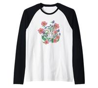 Pink Day of The Dead Skull with Flowers Manche Raglan