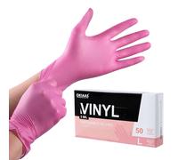 Pink Disposable Gloves LargeLatex Free Vinyl Gloves For Home,Food Handling,Lab Work & MoreLarge,50pcs/Box