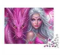 Pink Dragon Queen 100% Recycled Cardboard Pink Mystical Lady 1000 Piece Puzzle for Adults The Impossible Challenge 70x50cm/1000pcs