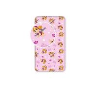 Drap Housse Paw Patrol avec Skye en Rose, Chiens, 90 cm x 200 cm + 25 cm 100% Coton pour Enfant