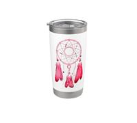 Pink Dream Catcher Feathers Native American Tribal Art Gobelet isotherme en acier inoxydable double paroi