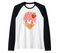 Pink Dripping Ice Cream Baseball Home Plate Red Strawberry Manche Raglan