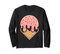 Pink Dripping Ice Cream Baseball Home Plate Sports Lover Manche Longue