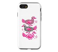 Pink Duck Lover Cute Retro Ducks Checkered Design Coque pour iPhone SE (2020) / 7/8