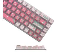 Pink Dye Sub PBT Touches Pudding, touches personnalisées pour clavier de jeu mécanique, touches brillantes, compatibilité avec 100 %, 95 %, 80 %, 75 %, 60 % (rose vert)