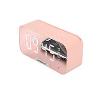 (Pink)Electronic Alarm Clock LED Digital Display Bluetooth 5.0 Speaker Mirror Alarm Clock With Radio Function Desktop Table Decoration