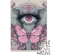 Pink Elephant Art Print Puzzles 1000 Pieces Cadeau Unique Jeu Éducatif Défi Jouet À De Qualité Supérieure Peinture Art pour Adultes Enfants 52x38cm/1000pcs