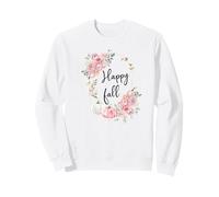 Pink Fall Pumpkin Floral Fall Pumpkin Spice Happy Fall White Sweatshirt