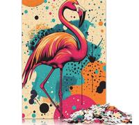Pink Flamingo Art Print Pink Flamingo Poster Puzzle 1000 Pièces Educa Jouet en Bois Cadeau Unique Décoration Intérieure Jeu Éducatif Challenge Toy pour Adultes Et Enfants À Partir De 12 Ans 300pcs (
