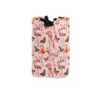 Pink Flamingo Butterfly Grand panier à linge Shopping Tote Bag, Panier à linge en tissu pliable, Sac à vêtements pliable, Poubelle de lavage pliante