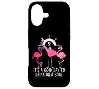 Pink Flamingo Drinking Wine It's a Good Day to Drink on Boat Coque pour iPhone 17