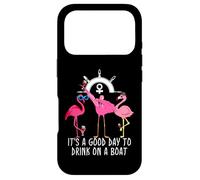 Pink Flamingo Drinking Wine It's a Good Day to Drink on Boat Coque pour iPhone 17 Pro