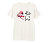 Pink Flamingo Drinking Wine Tasting Sips About to Go Down T-Shirt Haut de Gamme