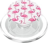 Pink Flamingo Flamenco Party White Background PopSockets PopGrip pour MagSafe