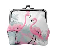 Pink Flamingo Petit porte-monnaie rectangulaire pour femme avec serrure à baiser, format de poche, mini porte-monnaie pour femme
