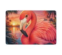 Pink Flamingo Portrait Illustration Tapis à Poils Courts 150 x 100 cm | Ambiance cocooning : Tapis intérieur doux, avec impression par transfert thermique; pour chambre d'amis et coin lecture