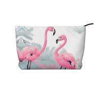 Pink Flamingo Trousse de maquillage en velours côtelé pour femme avec fermeture éclair, idéale pour les voyages et le rangement quotidien des produits cosmétiques