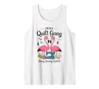 Pink Flamingos in A Quilt Gang Sassy Sewing Sisters White Débardeur