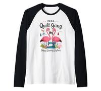 Pink Flamingos in A Quilt Gang Sassy Sewing Sisters White Manche Raglan