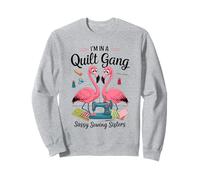 Pink Flamingos in A Quilt Gang Sassy Sewing Sisters White Sweatshirt