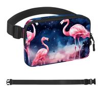 Pink Flamingos in the Forest-714 Sac banane unisexe de style : sacs banane tendance, sacs à bandoulière sport minces à la mode pour jogging, randonnée, randonneur, femme, homme, multicolore, 4 x 23 x