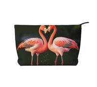 Pink Flamingos - Kiss in The Lake - Trousse de maquillage en velours côtelé - Organiseur de voyage - Grande trousse à maquillage à ouverture large - Noir - Taille unique, noir, Talla única